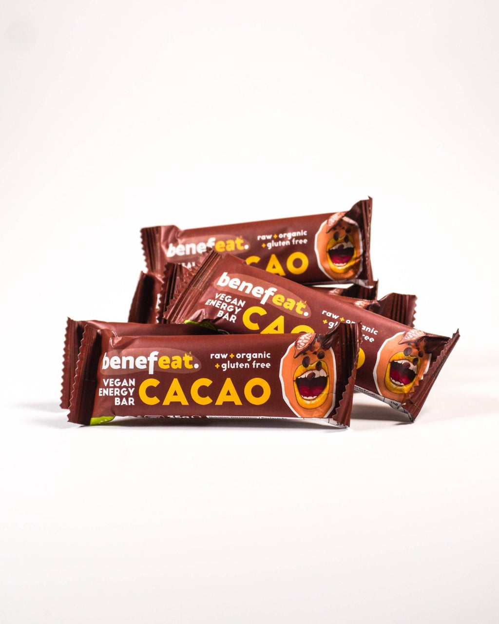 A pile of Benefeat Cacao bars