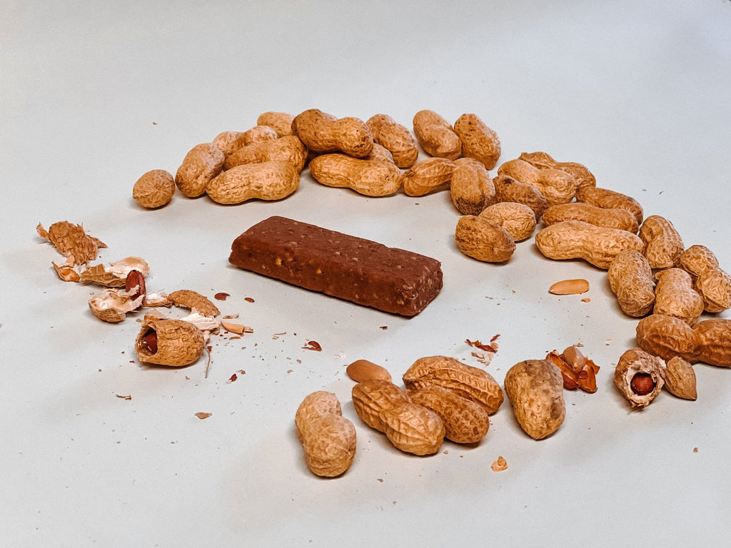 Unwrapped Peanut bar in a ring of peanuts